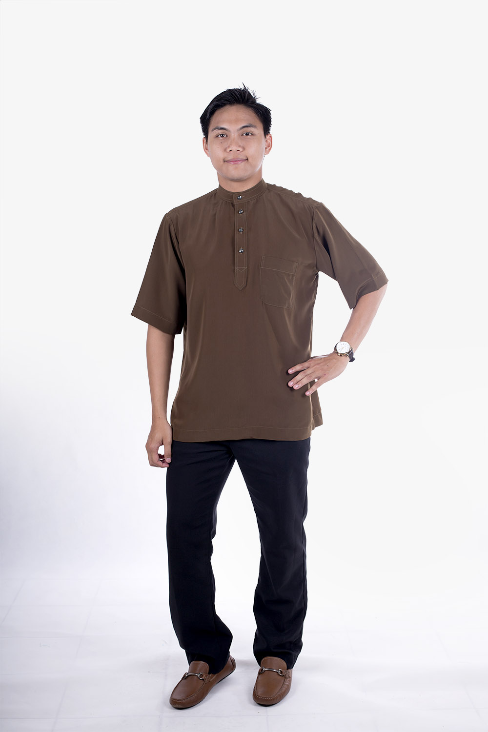  Baju  Melayu  Lengan  Pendek  BMPC02 Maroz